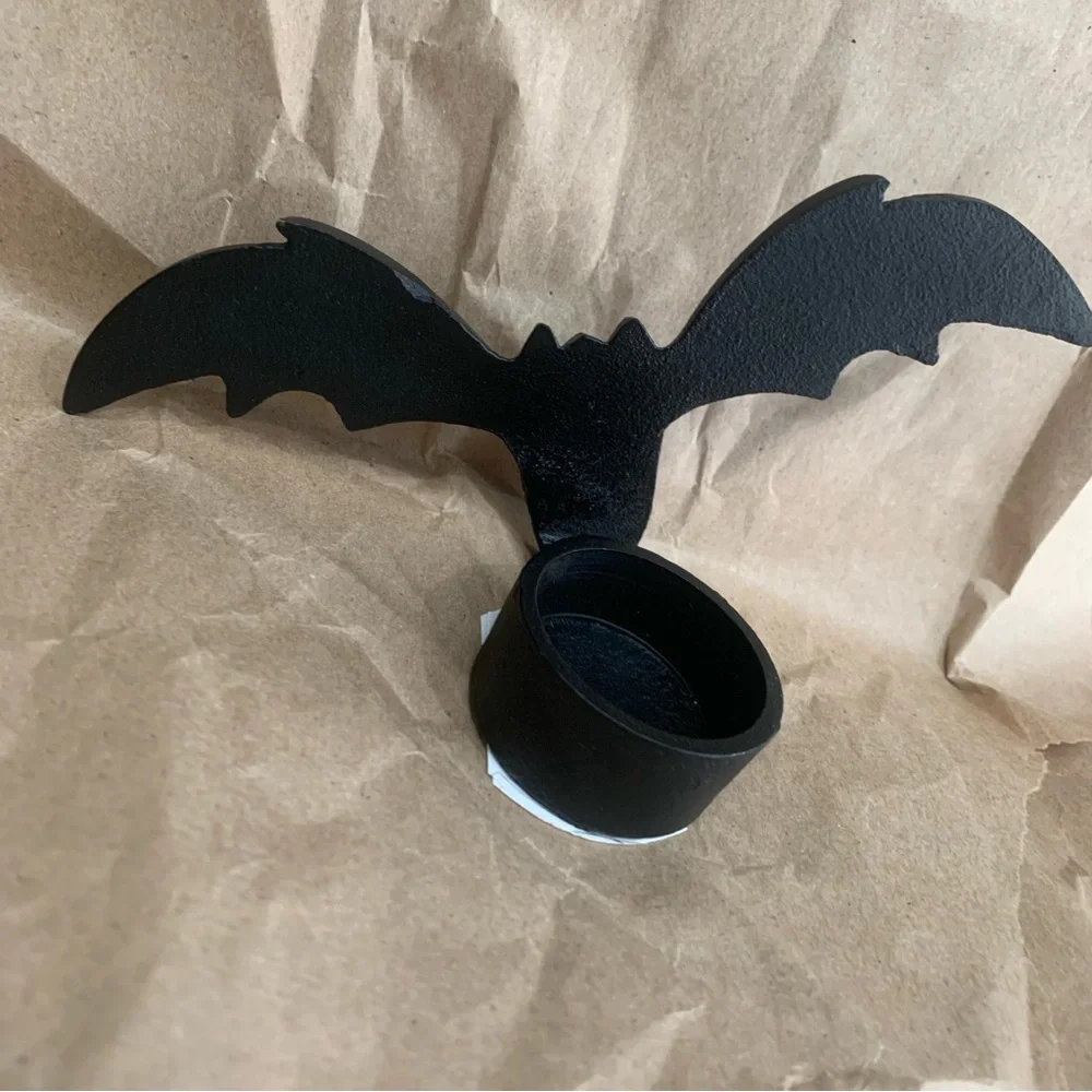 Crate & Barrel Dracula Bat Tea Light Candle Holder Black Cast Iron Handcrafted